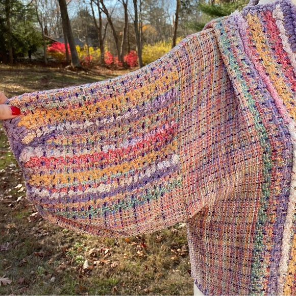 NANCY LEE KAUFMAN HANDMADE CARDIGAN SWEATER JACKET BUTTON OOAK MULTICOLOR S fit - Picture 5 of 12